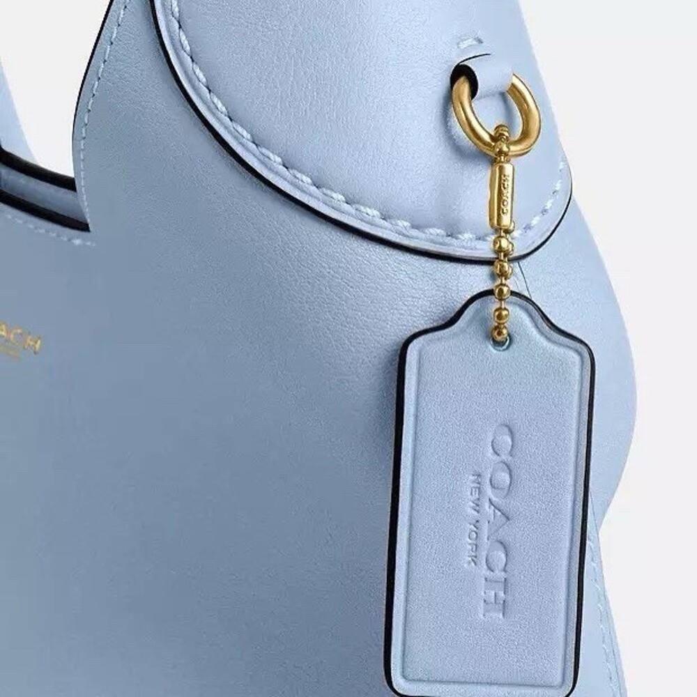 NWT COACH Brooklyn Shoulder Bag 28 Leather Brass/Bluebell - Picture 11 of 13